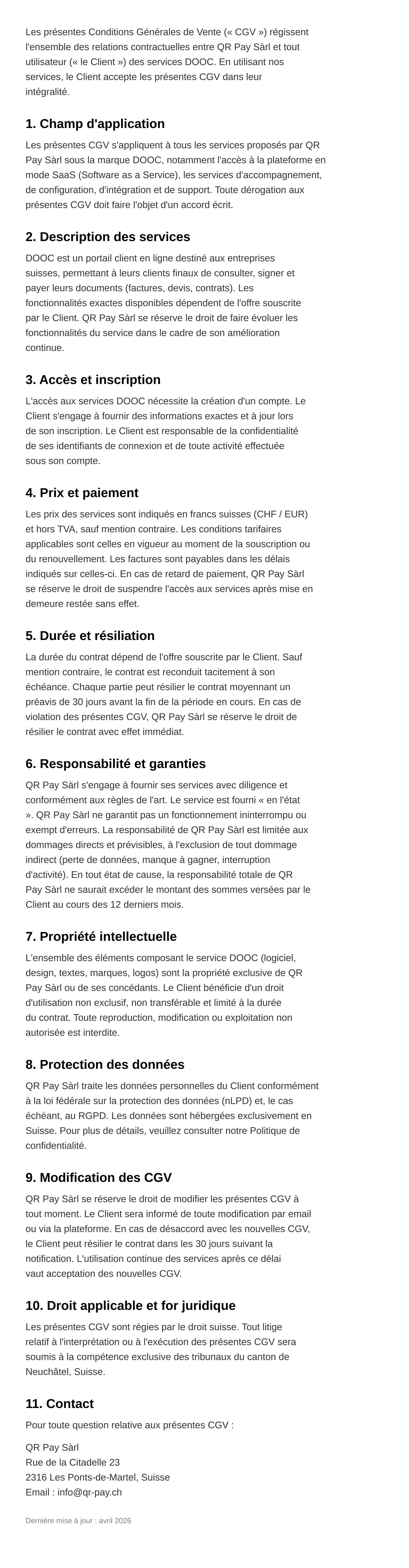 Conditions Générales de Vente
